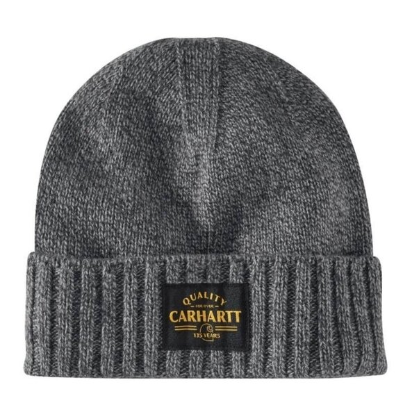 Carhartt Wool Knit Quality Patch Beanie Hat Stocking Cap Shadow/Weather Oak Marl - Picture 1 of 4